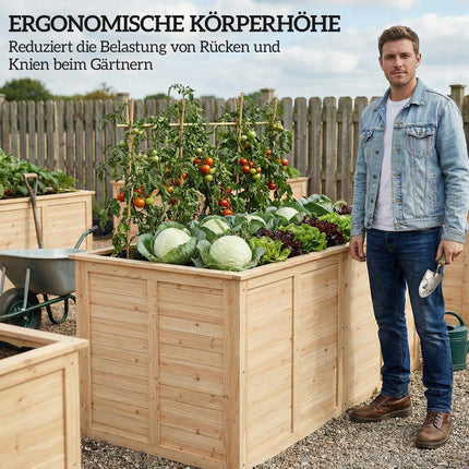 Raised Wooden Garden Bed, 152x77x77 cm, Open Base
