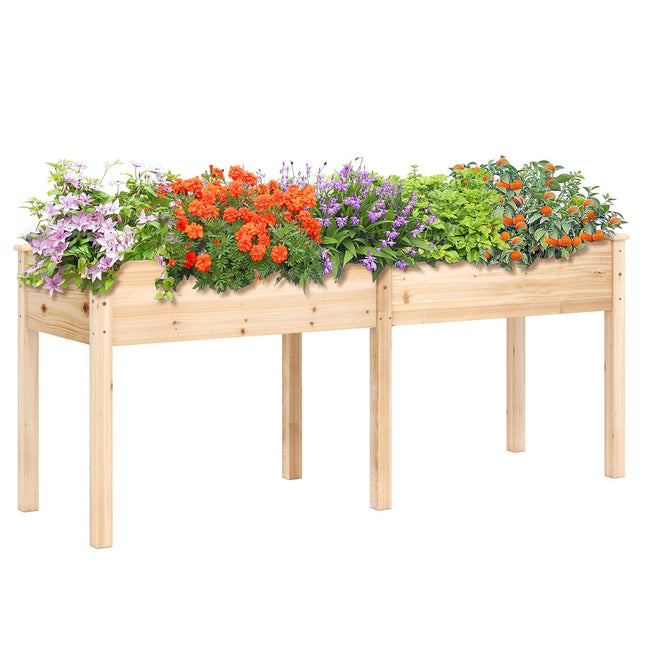 Raised Wooden Planter Box with Legs, 185 x 58 x 77 cm
