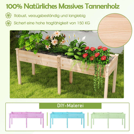 Raised Wooden Planter Box with Legs, 185 x 58 x 77 cm