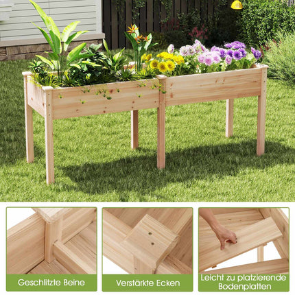 Raised Wooden Planter Box with Legs, 185 x 58 x 77 cm