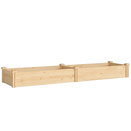 Raised Wooden Planter with Divider, Open Base, 235x66x26 cm