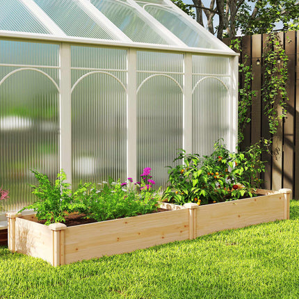 Raised Wooden Planter with Divider, Open Base, 235x66x26 cm