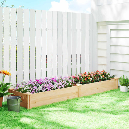 Raised Wooden Planter with Divider, Open Base, 235x66x26 cm