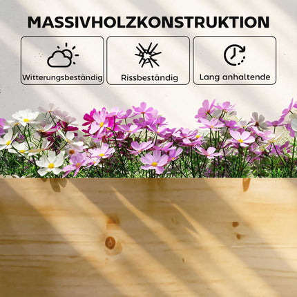 Raised Wooden Planter with Divider, Open Base, 235x66x26 cm