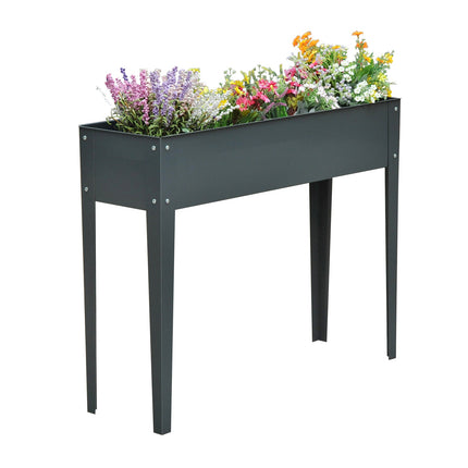 Verhoogd bed kruidenbed plantenbak met poten en 3 drainagegaten 100 x 30 x 80 cm van metaal voor tuin en balkon