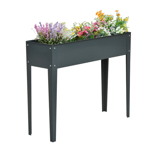 Metal garden bed - 100x30x80 cm, with drainage