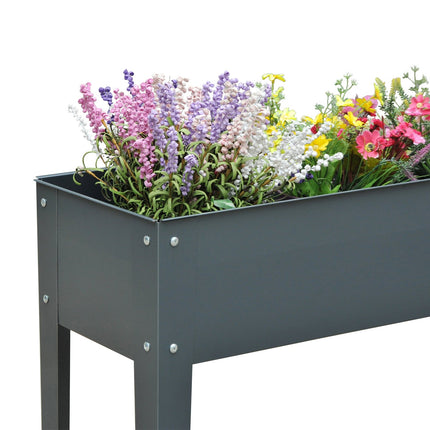 Verhoogd bed kruidenbed plantenbak met poten en 3 drainagegaten 100 x 30 x 80 cm van metaal voor tuin en balkon