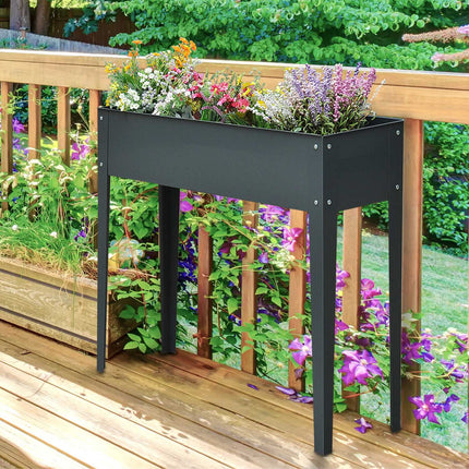 Verhoogd bed kruidenbed plantenbak met poten en 3 drainagegaten 100 x 30 x 80 cm van metaal voor tuin en balkon