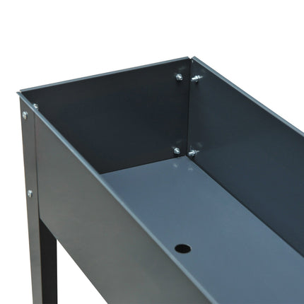Verhoogd bed kruidenbed plantenbak met poten en 3 drainagegaten 100 x 30 x 80 cm van metaal voor tuin en balkon
