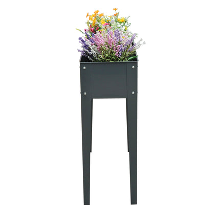 Verhoogd bed kruidenbed plantenbak met poten en 3 drainagegaten 100 x 30 x 80 cm van metaal voor tuin en balkon