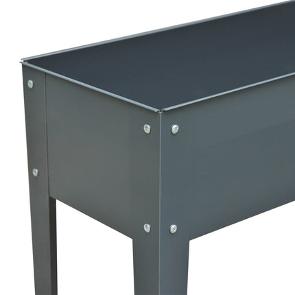 Verhoogd bed kruidenbed plantenbak met poten en 3 drainagegaten 100 x 30 x 80 cm van metaal voor tuin en balkon