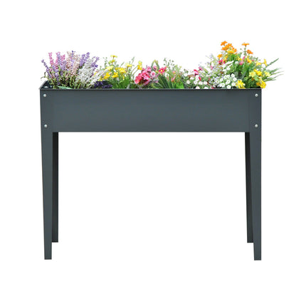 Verhoogd bed kruidenbed plantenbak met poten en 3 drainagegaten 100 x 30 x 80 cm van metaal voor tuin en balkon