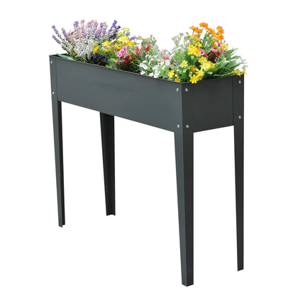 Verhoogd bed kruidenbed plantenbak met poten en 3 drainagegaten 100 x 30 x 80 cm van metaal voor tuin en balkon