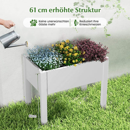 Raised bed made of plastic, self-watering garden bed, 53L, 76 x 45 x 61 cm, white