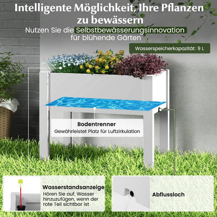 Raised bed made of plastic, self-watering garden bed, 53L, 76 x 45 x 61 cm, white