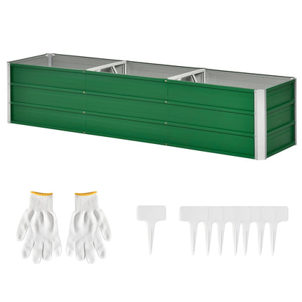 Verhoogd bed van staal tuinbed plantenbak bloembak 183 x 47 x 40 cm met handschoenen in groen voor groenten en bloemen