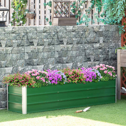 Verhoogd bed van staal tuinbed plantenbak bloembak 183 x 47 x 40 cm met handschoenen in groen voor groenten en bloemen