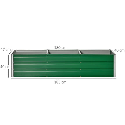 Verhoogd bed van staal tuinbed plantenbak bloembak 183 x 47 x 40 cm met handschoenen in groen voor groenten en bloemen
