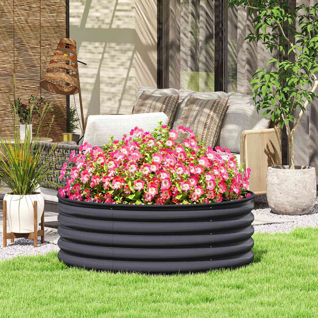 Garden bed in steel, Stackable flower box, 120x120x43 cm