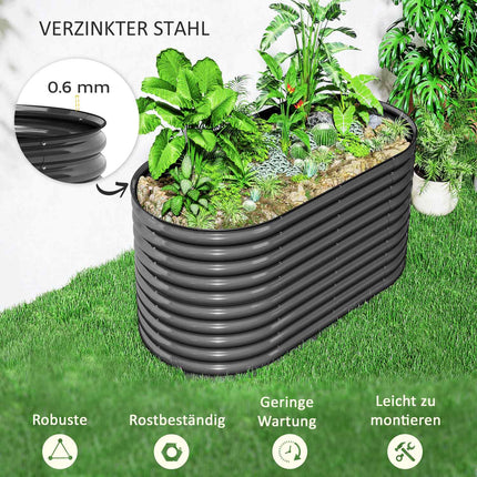 Verhoogd bed van staal, plantenbed, koudframe, tuinbed, stapelbaar, bloembak, steekbare plantenbak, 160 x 80 x 80 cm, moestuin voor tuin, balkon, terras, plantenpot voor bloemen, planten