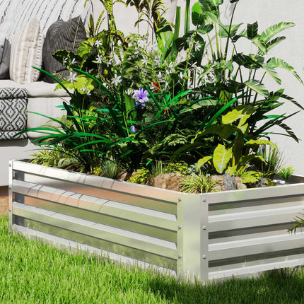 Verhoogd bed van staal, weerbestendig plantenbed, koudframe, tuinbed, bloembak, roestvrij, plantenbak, plantenpot, 120 x 60 x 30,5 cm voor tuin, balkon, groentebed voor bloemen, planten, groenten
