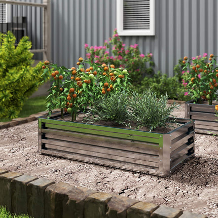 Verhoogd bed van staal, weerbestendig plantenbed, koudframe, tuinbed, bloembak, roestvrij, plantenbak, plantenpot, 120 x 60 x 30,5 cm voor tuin, balkon, groentebed voor bloemen, planten, groenten