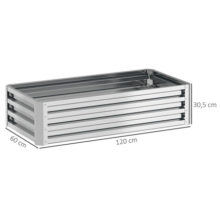 Verhoogd bed van staal, weerbestendig plantenbed, koudframe, tuinbed, bloembak, roestvrij, plantenbak, plantenpot, 120 x 60 x 30,5 cm voor tuin, balkon, groentebed voor bloemen, planten, groenten
