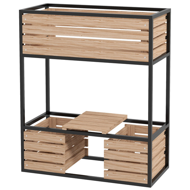 Garden raised bed with shelf, 2-level 83x39x100 cm