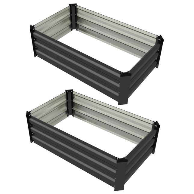 Raised garden bed set, stainless steel, dark grey, 100x60x30 cm