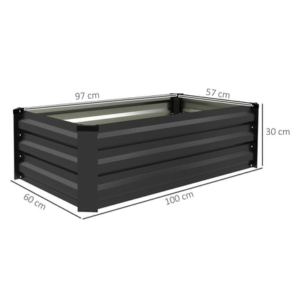 Raised garden bed set, stainless steel, dark grey, 100x60x30 cm