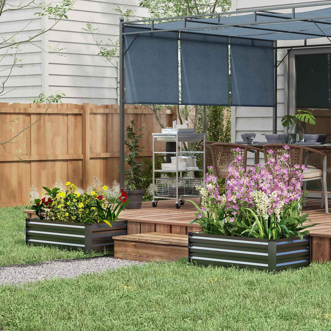 Raised garden bed set, stainless steel, dark grey, 100x60x30 cm