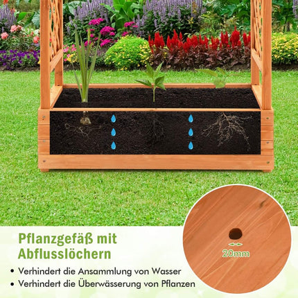 Raised bed with arched trellis & hanging roof 110 x 44 x 113.5 cm orange