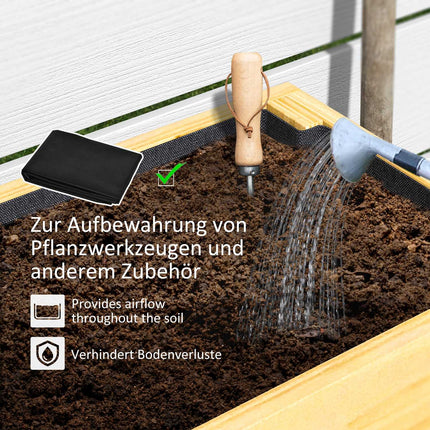 Verhoogd bed met plank, verhoogd kruidenbed met drainagegaten, houten plantenbak, weerbestendig groentebed, tuinbed, plantenbed voor tuin, balkon, 100 x 30 x 70,5 cm natuurlijk hout Aosoom