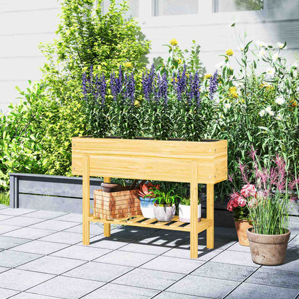 Verhoogd bed met plank, verhoogd kruidenbed met drainagegaten, houten plantenbak, weerbestendig groentebed, tuinbed, plantenbed voor tuin, balkon, 100 x 30 x 70,5 cm natuurlijk hout Aosoom