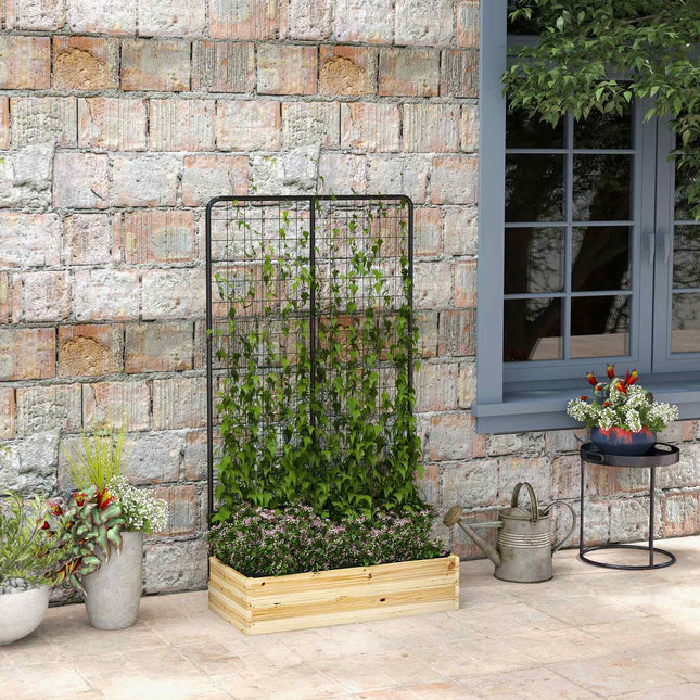 Raised wooden bed with trellis - 80x38x145 cm Planter box