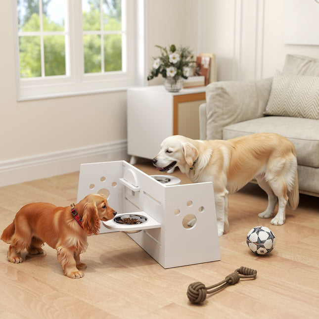 Adjustable raised dog bowl, 3 heights and anti-slip mat