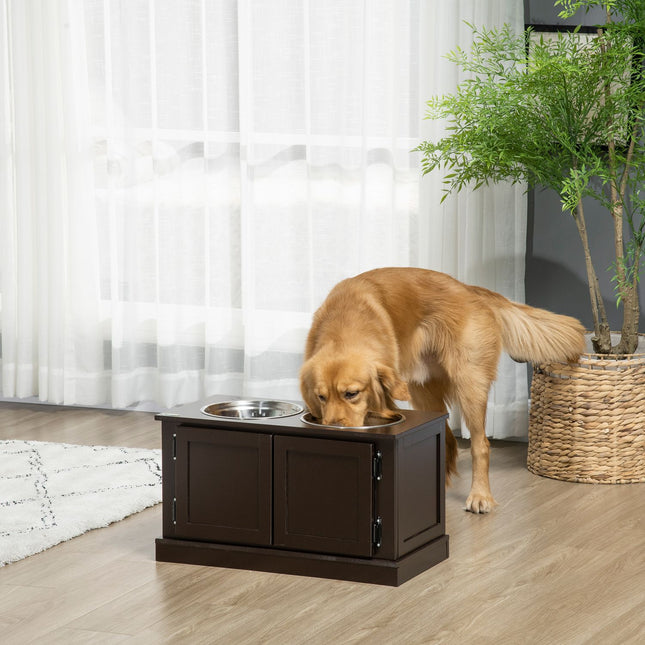 Raised dog bowls with storage, 2 bowls for large dogs