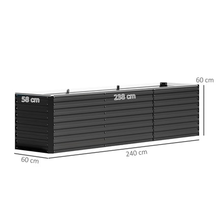 Verhoogd bloembed, weerbestendig, plantenbed, koudframe, tuinbed, plantenpot, plantenbak van gegalvaniseerd staal, bloembak voor terras en tuin, 240 x 60 x 60 cm