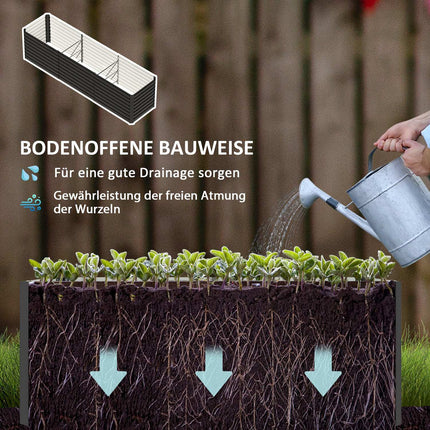 Verhoogd bloembed, weerbestendig, plantenbed, koudframe, tuinbed, plantenpot, plantenbak van gegalvaniseerd staal, bloembak voor terras en tuin, 240 x 60 x 60 cm