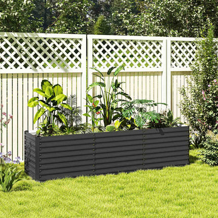 Verhoogd bloembed, weerbestendig, plantenbed, koudframe, tuinbed, plantenpot, plantenbak van gegalvaniseerd staal, bloembak voor terras en tuin, 240 x 60 x 60 cm