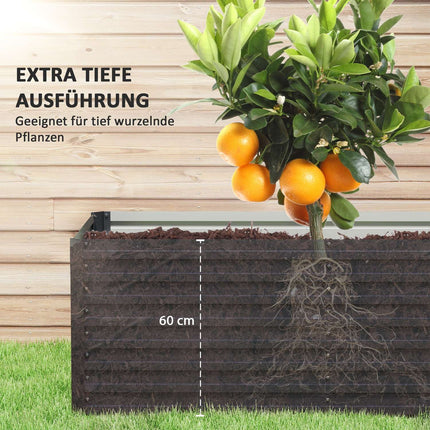 Verhoogd bloembed, weerbestendig, plantenbed, koudframe, tuinbed, plantenpot, plantenbak van gegalvaniseerd staal, bloembak voor terras en tuin, 240 x 60 x 60 cm