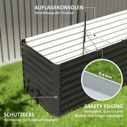 Verhoogd bloembed, weerbestendig, plantenbed, koudframe, tuinbed, plantenpot, plantenbak van gegalvaniseerd staal, bloembak voor terras en tuin, 240 x 60 x 60 cm