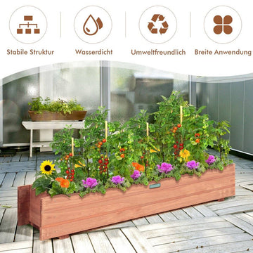 Raised garden bed planter made of fir wood for garden 91.5 x 18 x 16 cm brown