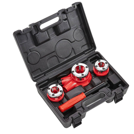 Ratchet Pipe Threader Kit, 3 NPT Dies 1/2–1 In, Case