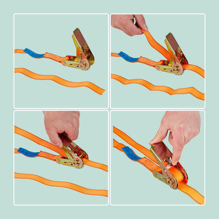 Ratchet Straps Set, 4-Pack, Polyester, Load Securing