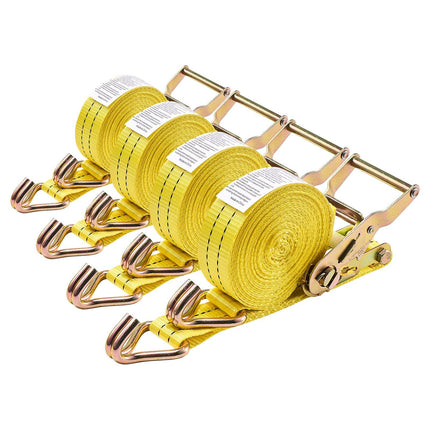 Ratchet Tie Down Straps 4-Pack, 1.5 in x 20 ft, Double J-Hooks