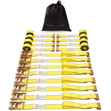 Ratchet Tie Down Straps 8-Pack, 2 in x 15 ft, E-Track