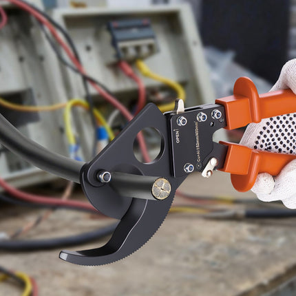 Ratcheting Cable Cutter 800 MCM, Quick-Release, PVC Handles