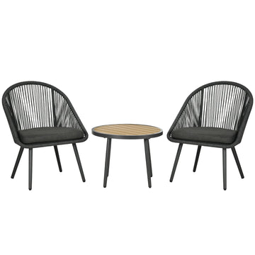 Rattan garden seat for 2 with cushions, dark grey