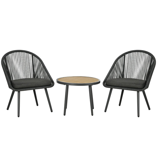 Rattan garden seat for 2 with cushions, dark grey